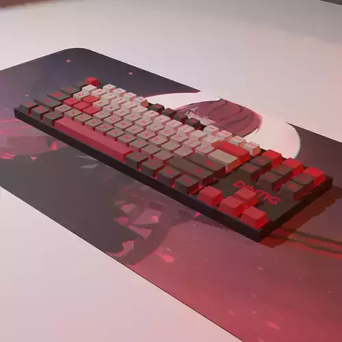 red keyboard Free low-poly 3D model