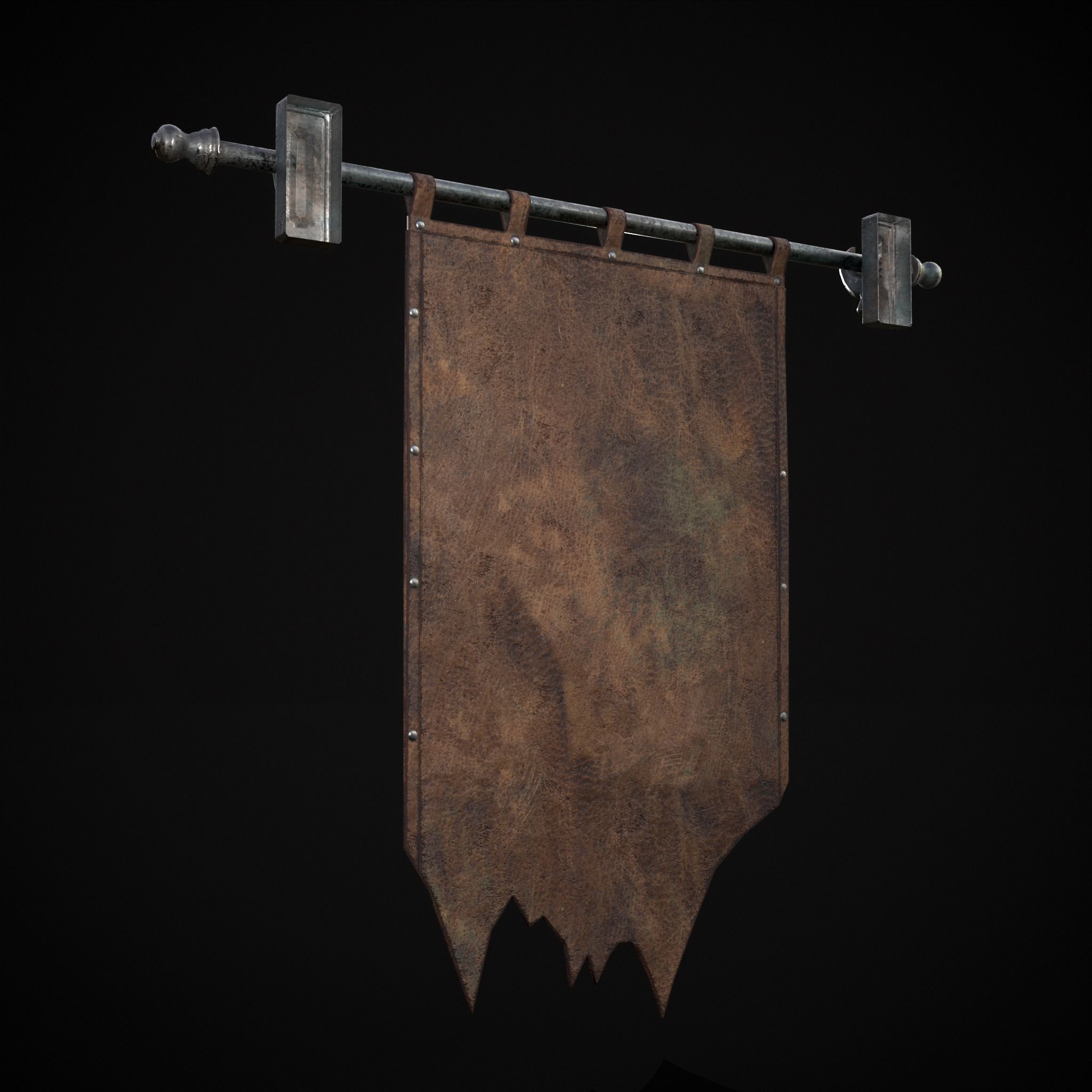Leather Torn Banner Low-poly 3D model_5