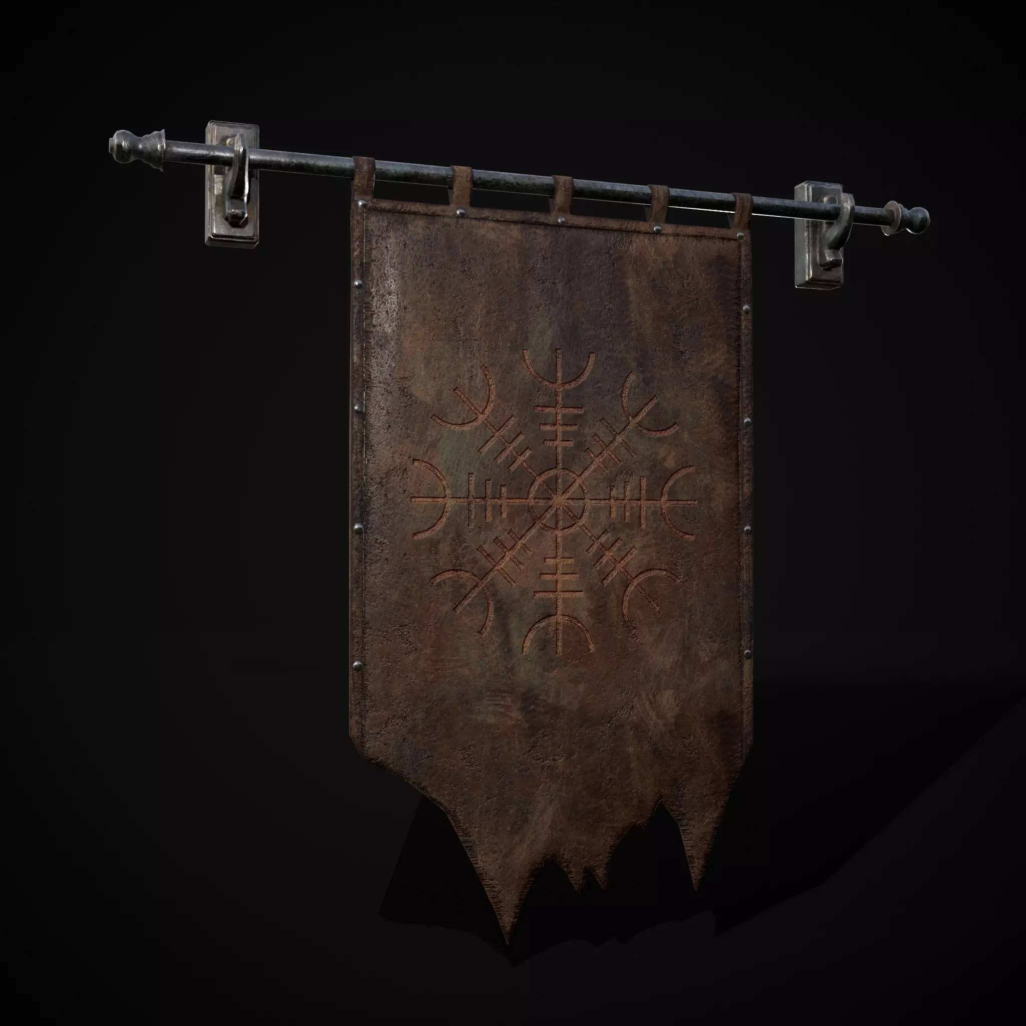 Leather Torn Banner Low-poly 3D model_0