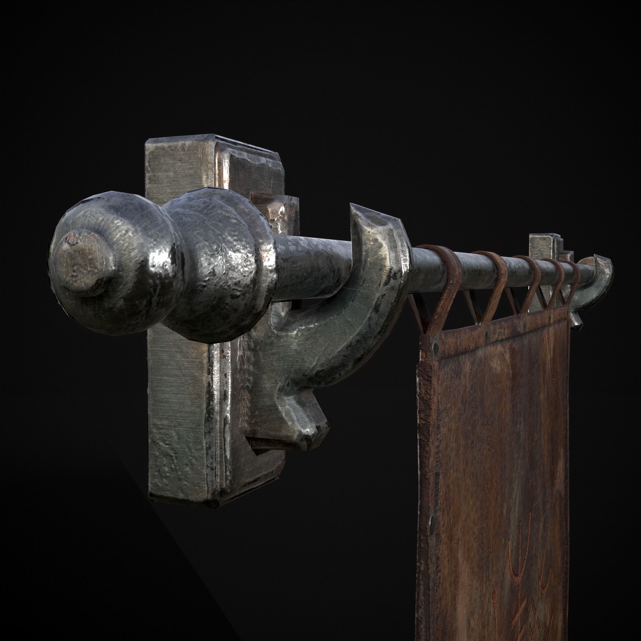 Leather Torn Banner Low-poly 3D model_15