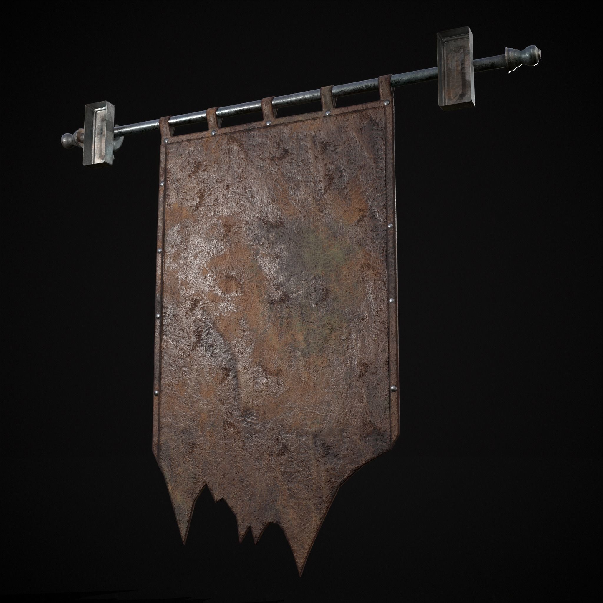 Leather Torn Banner Low-poly 3D model_7