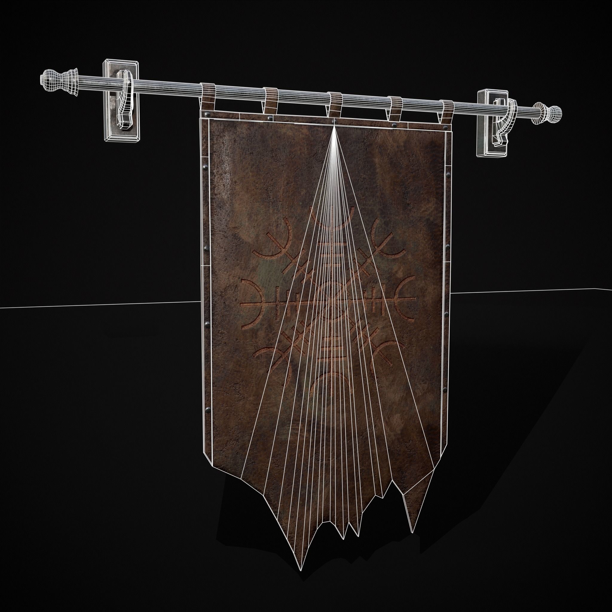 Leather Torn Banner Low-poly 3D model_20