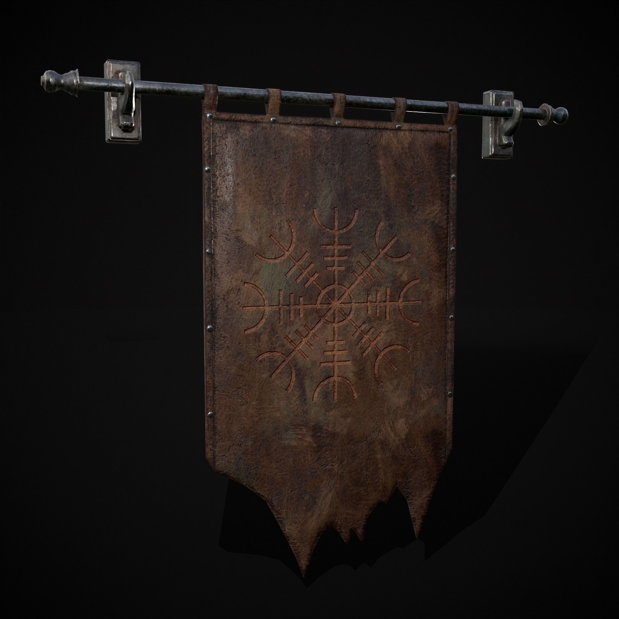 Leather Torn Banner Low-poly 3D model_19