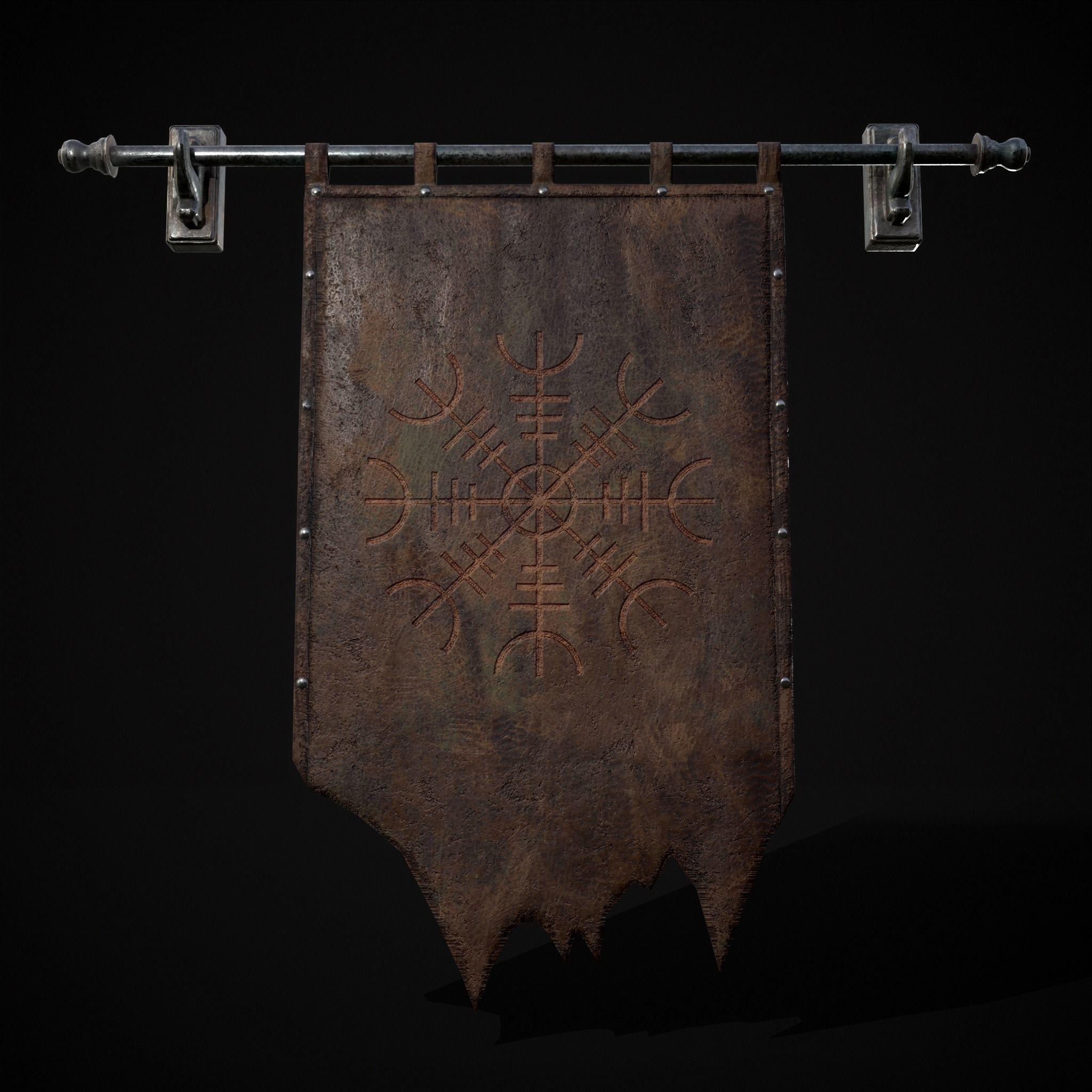 Leather Torn Banner Low-poly 3D model_11