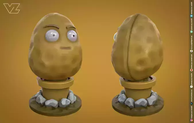 Plants vs Zombies - Wall Nut - 7 File Types - PBR Material Low-poly 3D model