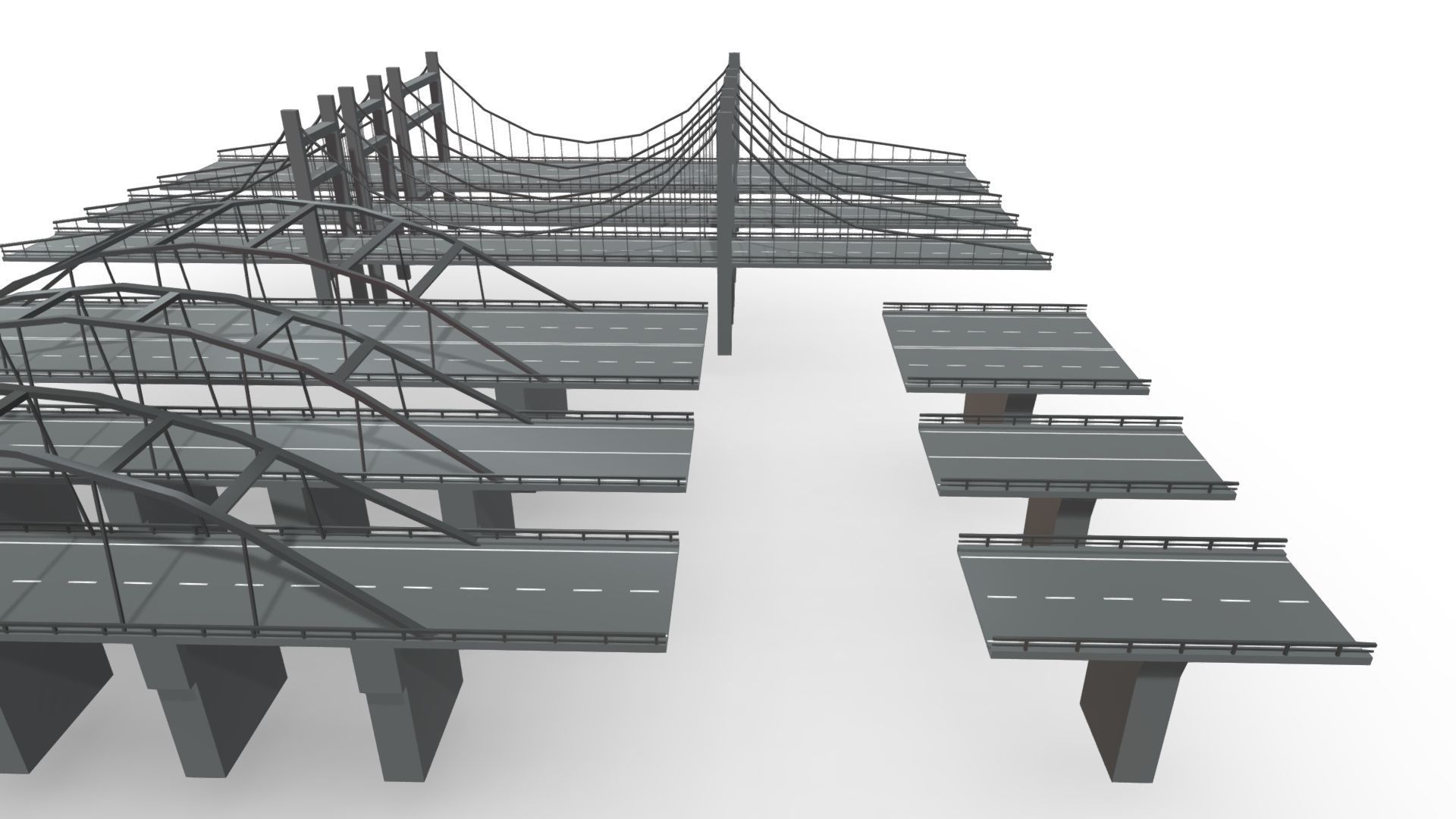 Bridge - Road Modules Low-poly 3D model_12