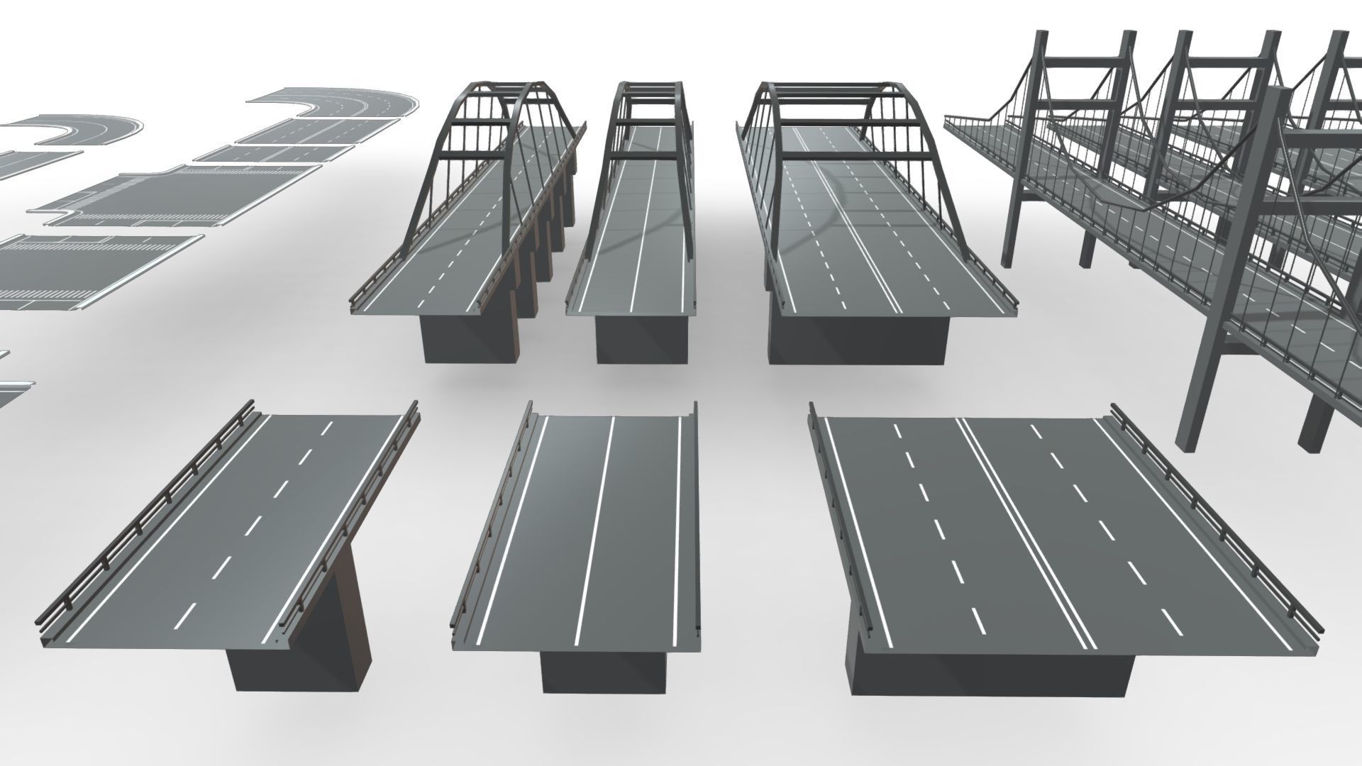 Bridge - Road Modules Low-poly 3D model_13