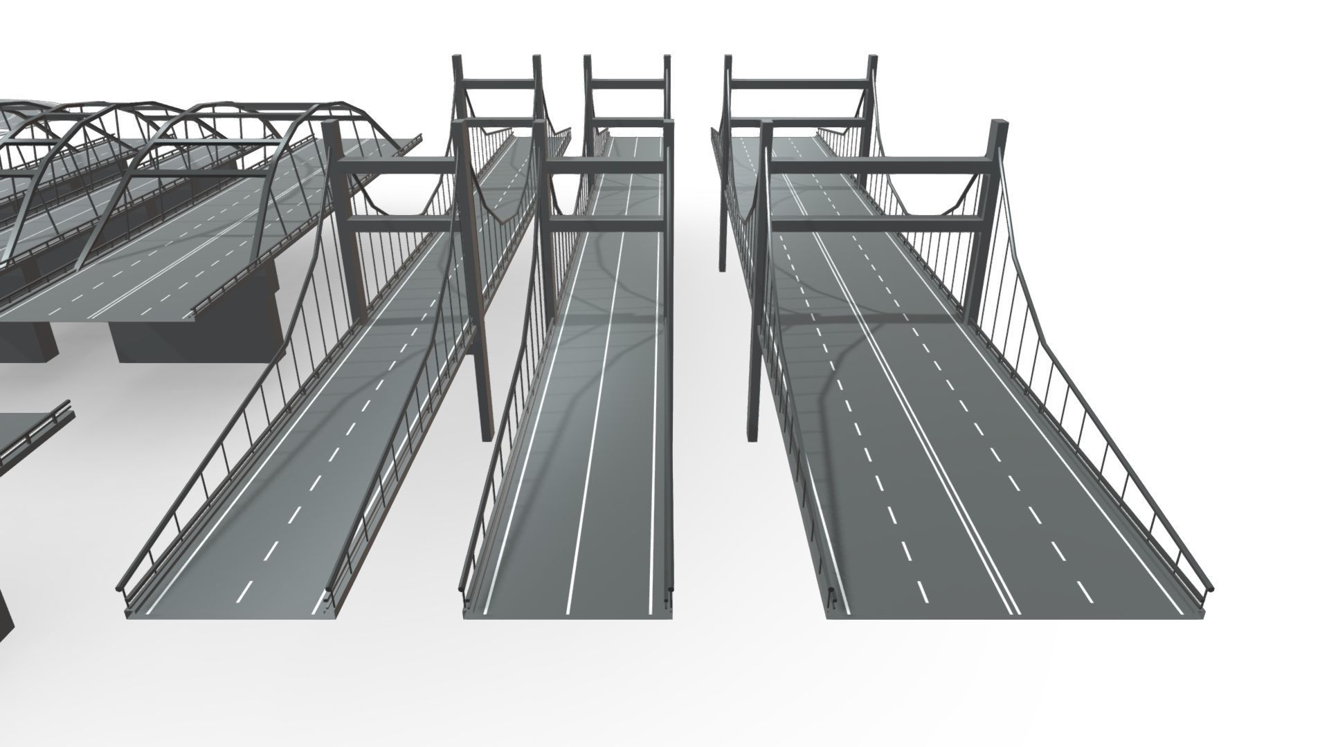 Bridge - Road Modules Low-poly 3D model_7