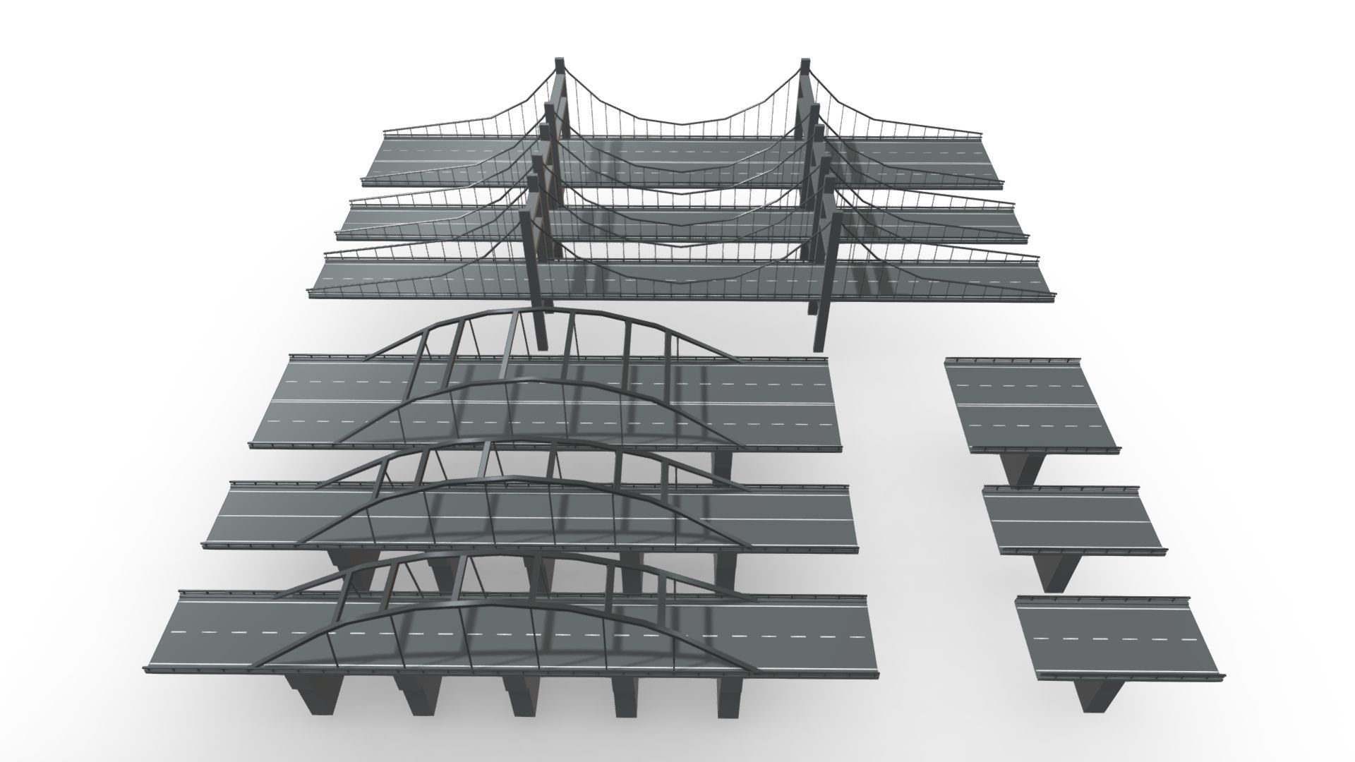 Bridge - Road Modules Low-poly 3D model_1