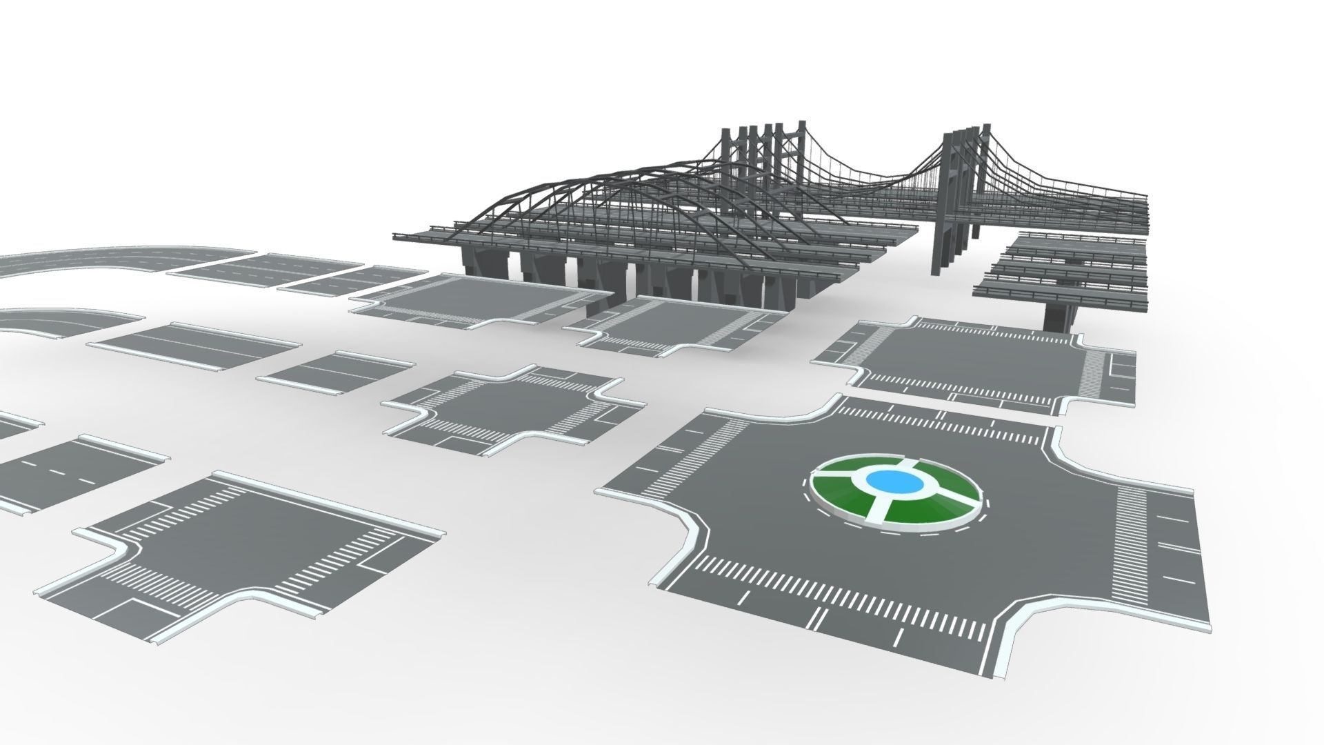 Bridge - Road Modules Low-poly 3D model_8