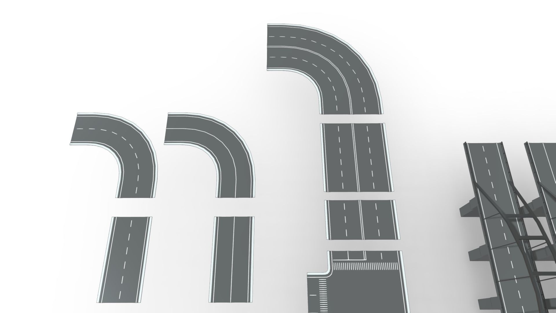 Bridge - Road Modules Low-poly 3D model_10