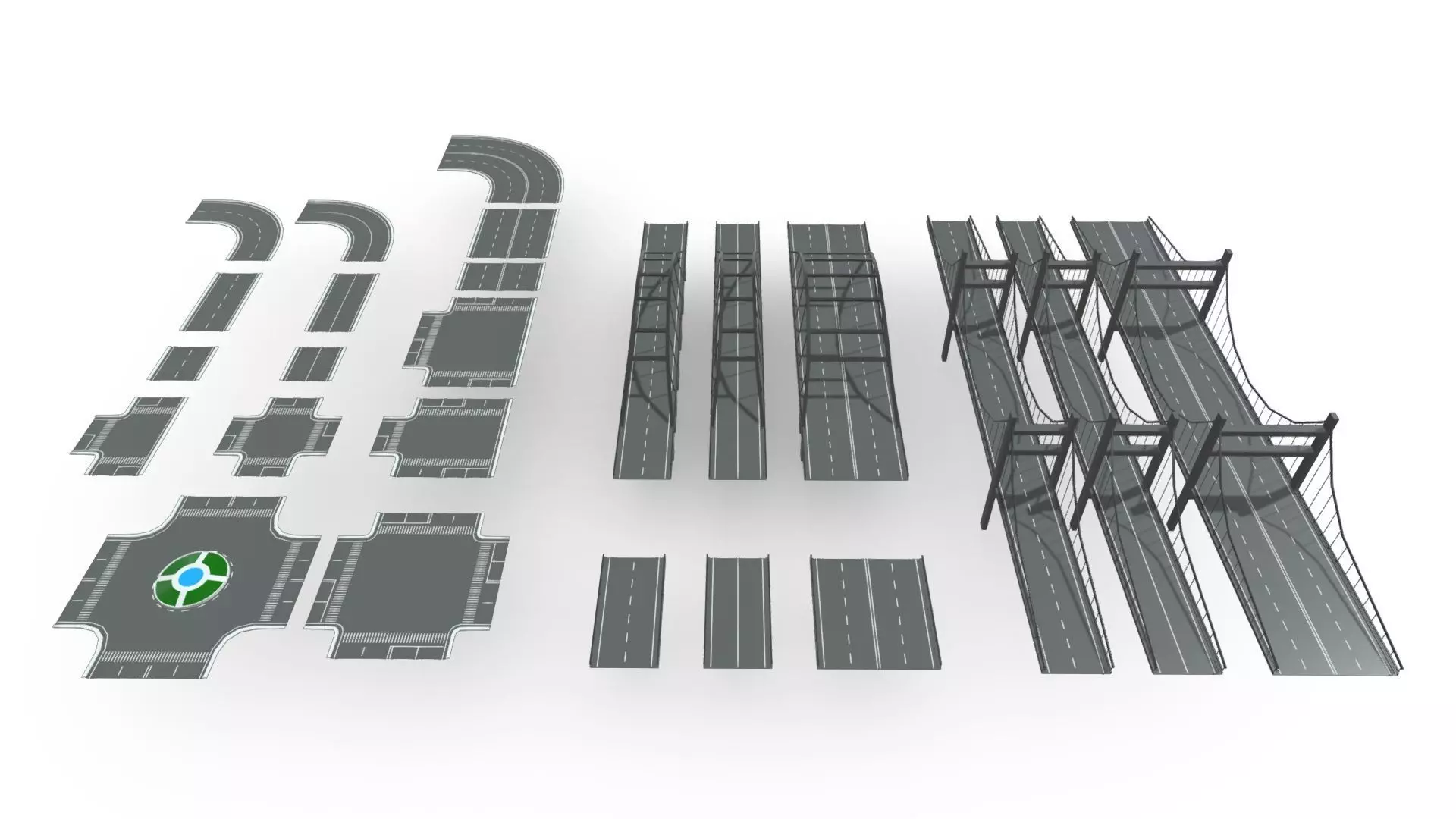 Bridge - Road Modules Low-poly 3D model_0