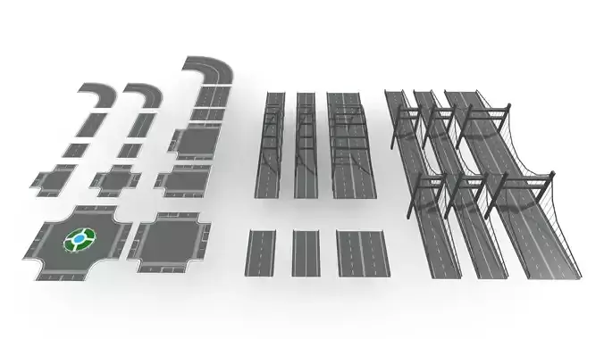 Bridge - Road Modules Low-poly 3D model