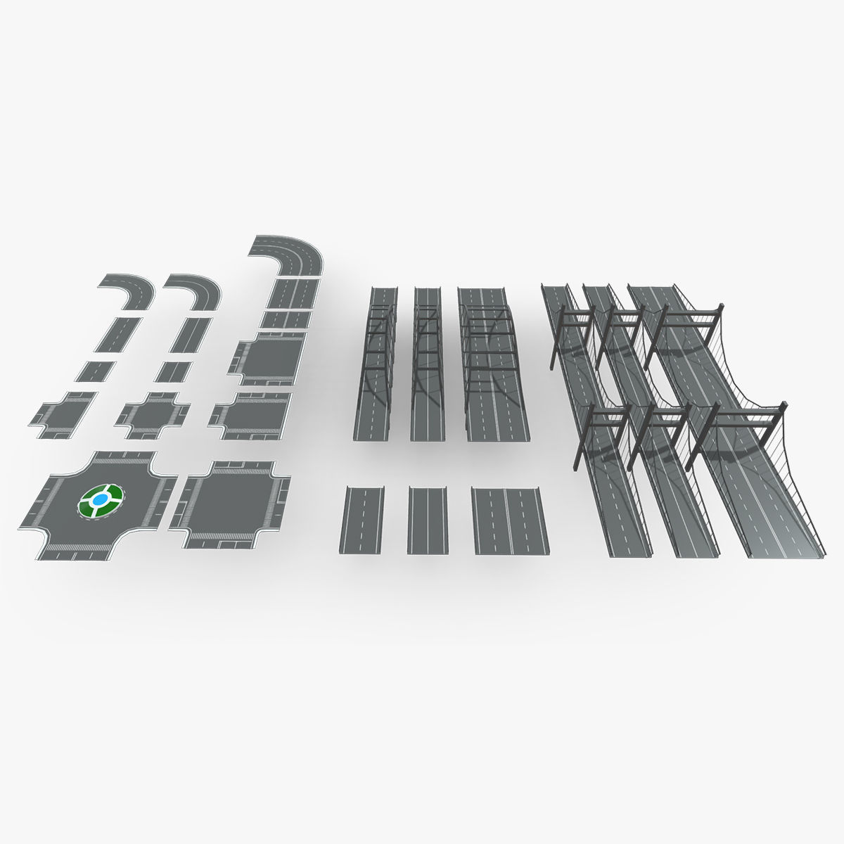 Bridge - Road Modules Low-poly 3D model_15