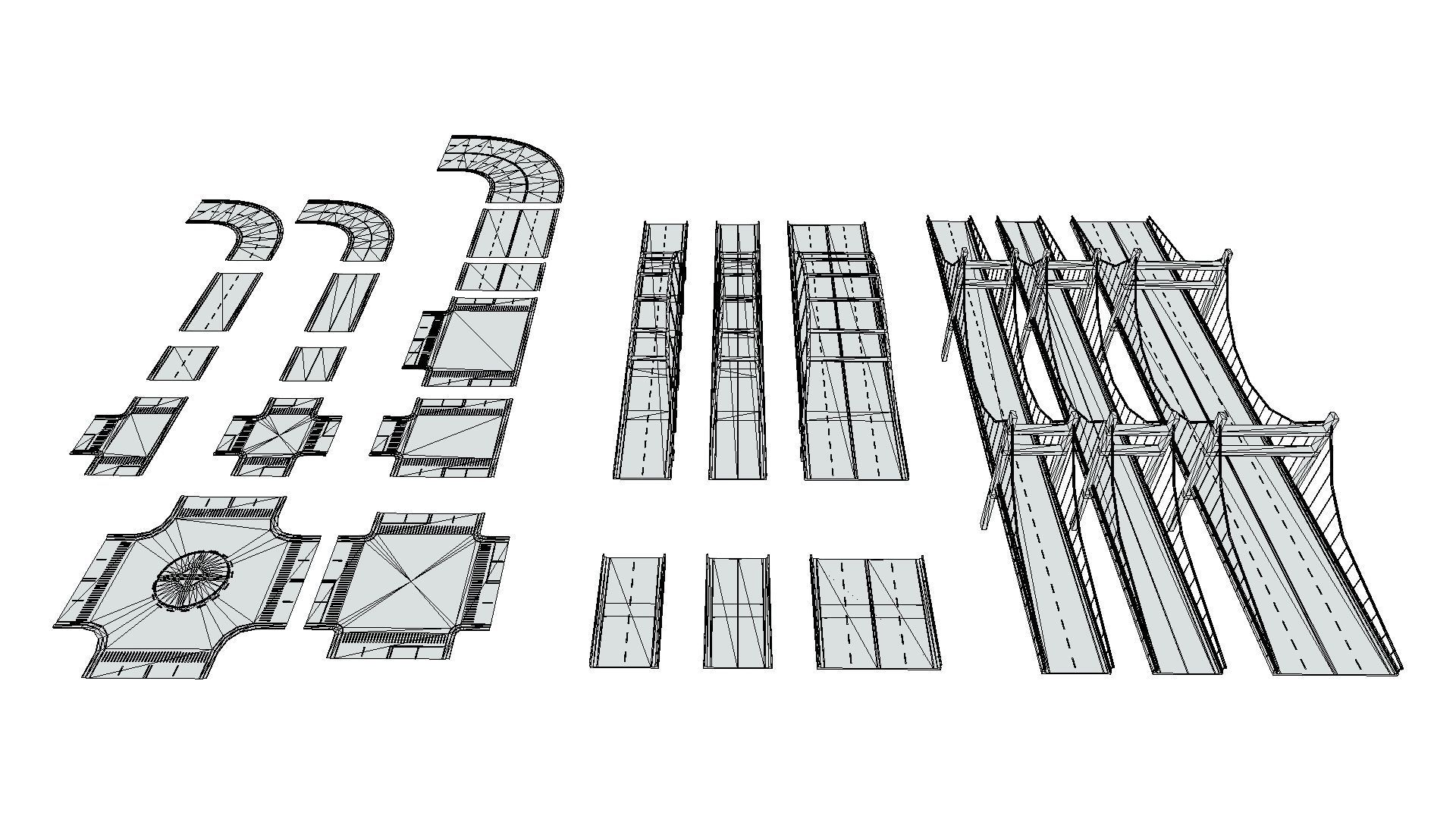 Bridge - Road Modules Low-poly 3D model_4