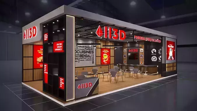 Exhibition Stand Stall 13 X 6 2 SIDE OPEN 3D model