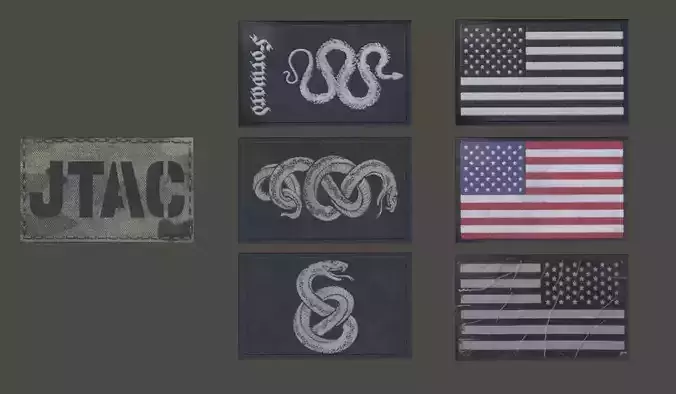 3DMA PATCHES AND FLAGS Free low-poly 3D model