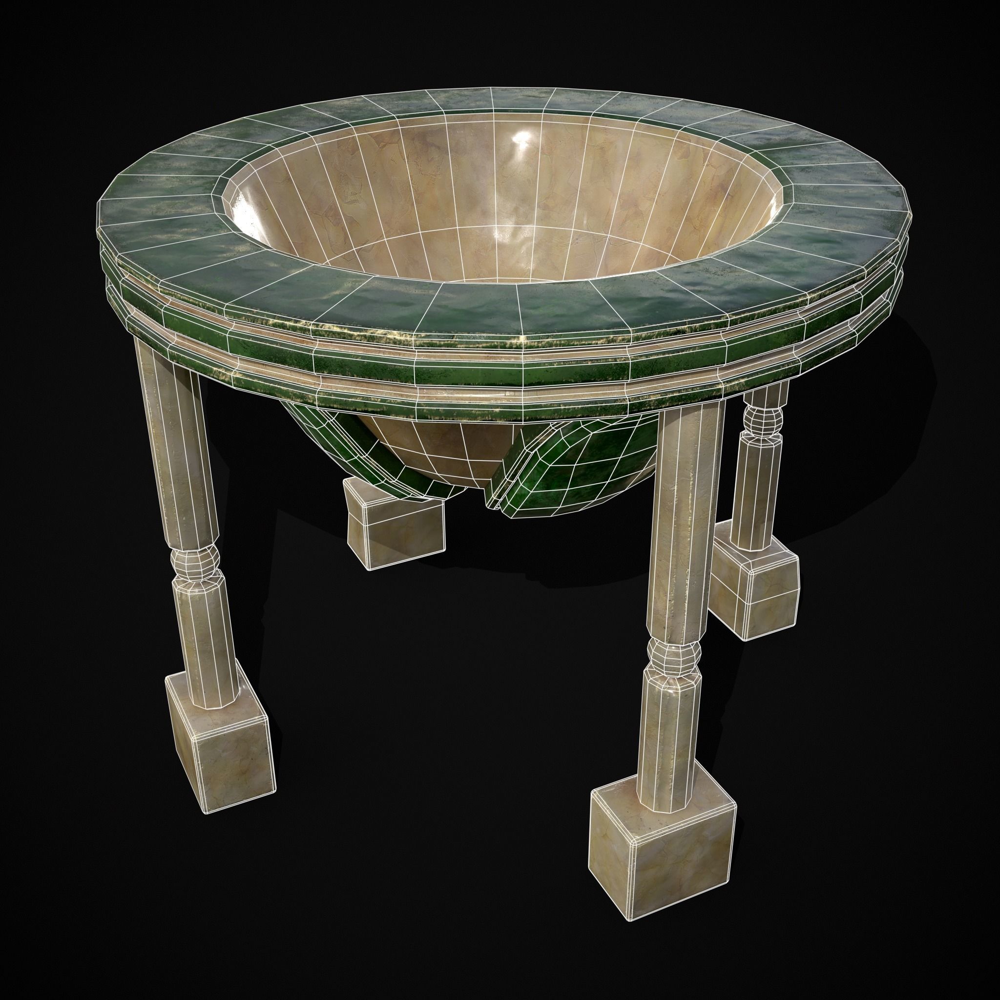 Marble Cauldron Low-poly 3D model_11