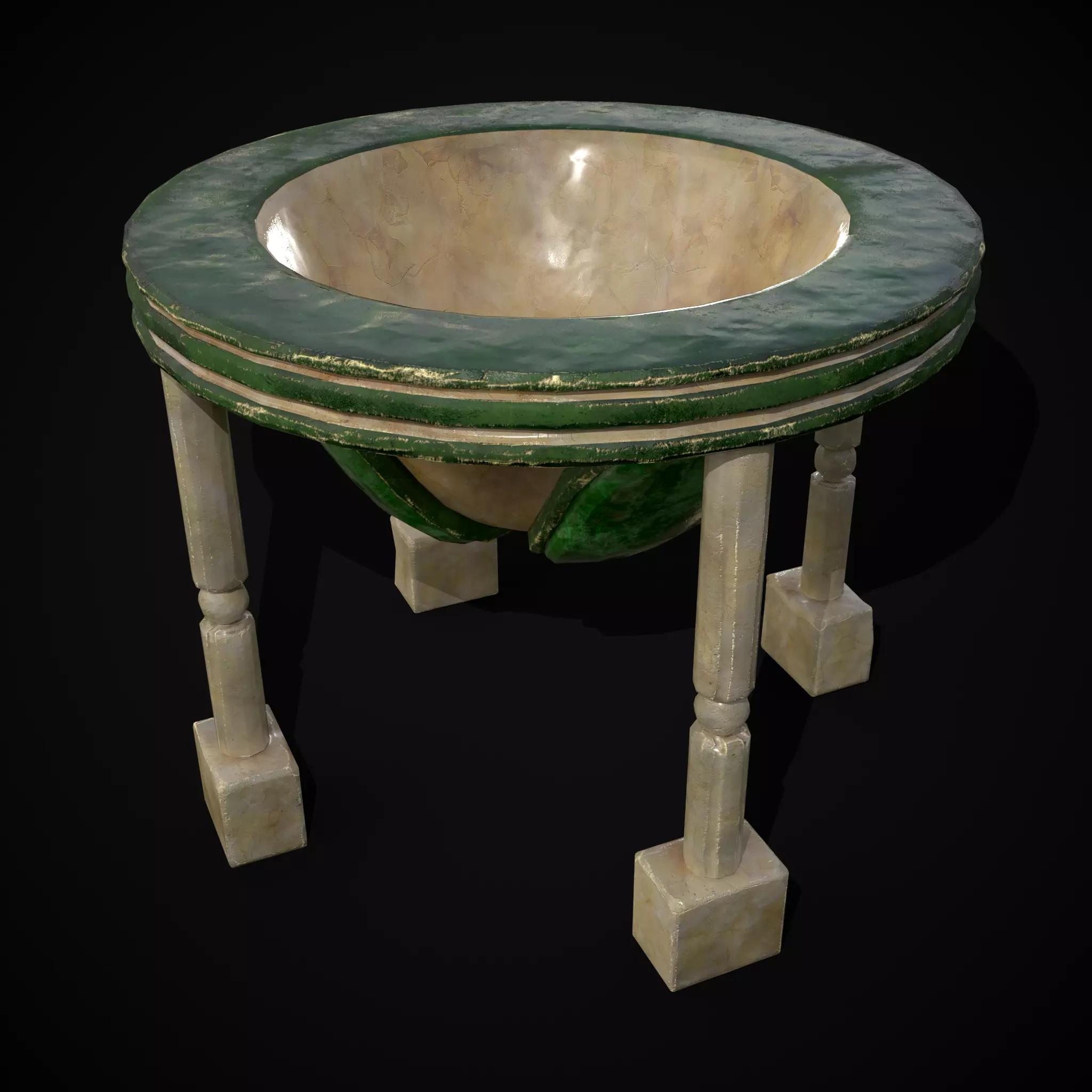 Marble Cauldron Low-poly 3D model_0