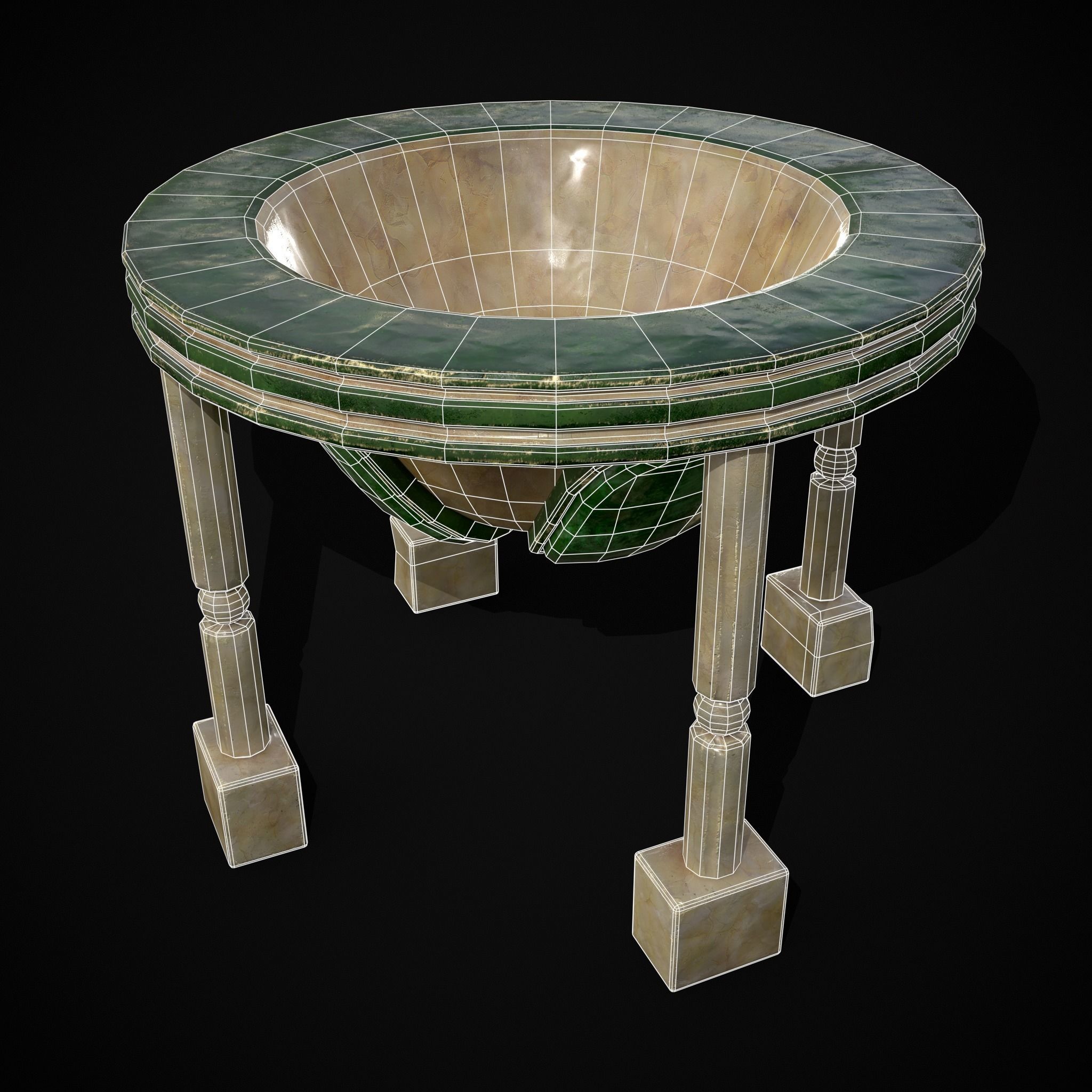 Marble Cauldron Low-poly 3D model_2