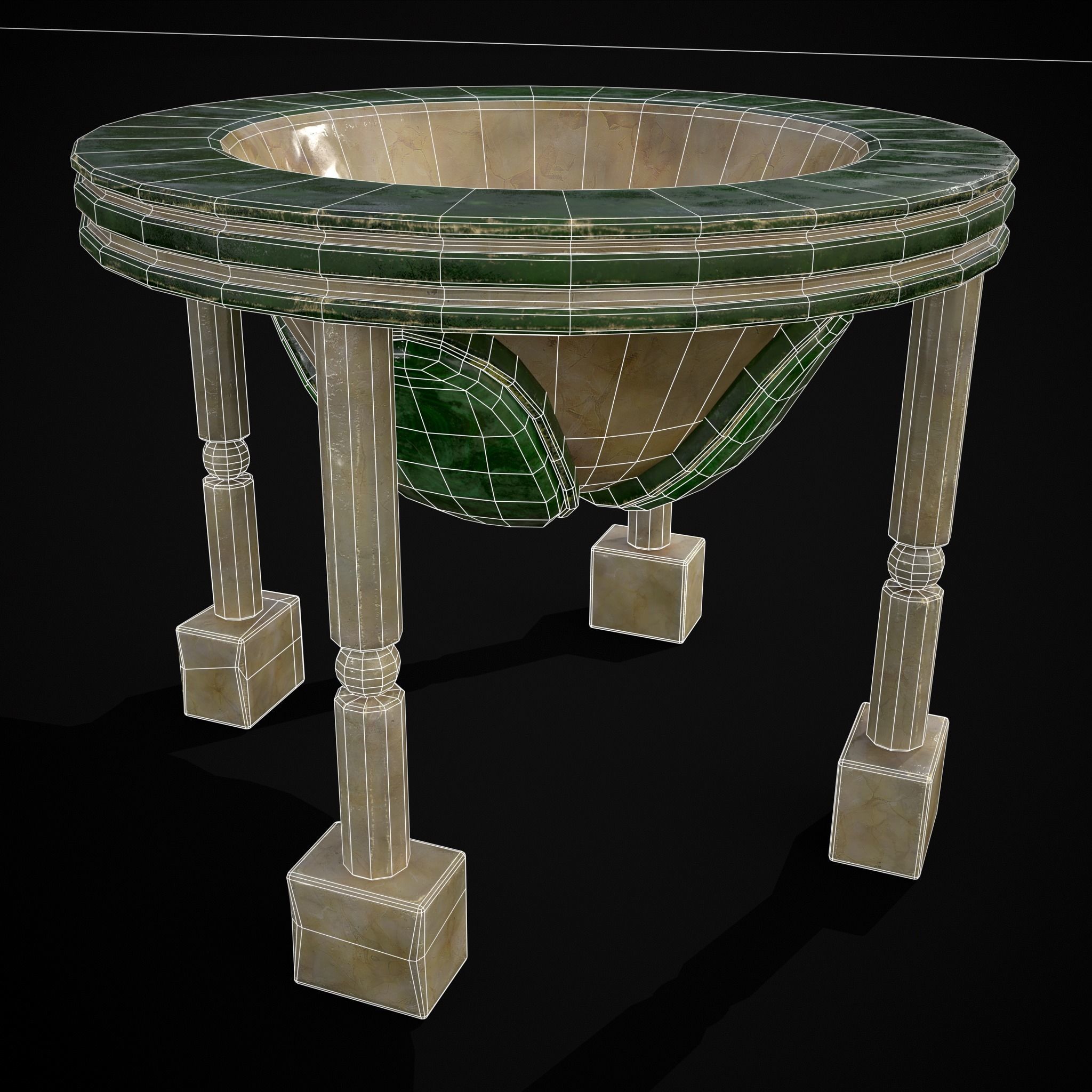 Marble Cauldron Low-poly 3D model_19