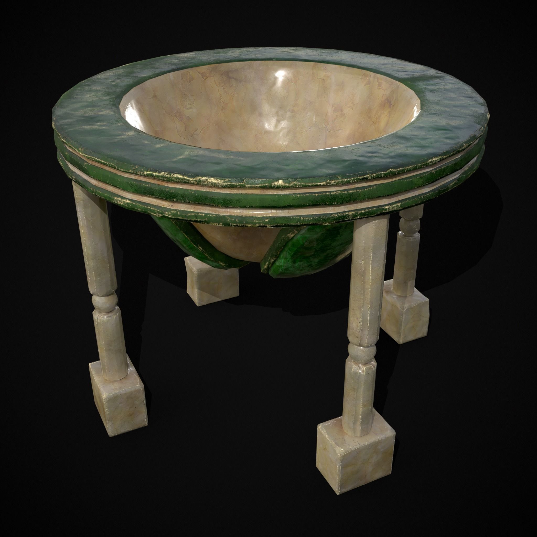 Marble Cauldron Low-poly 3D model_10