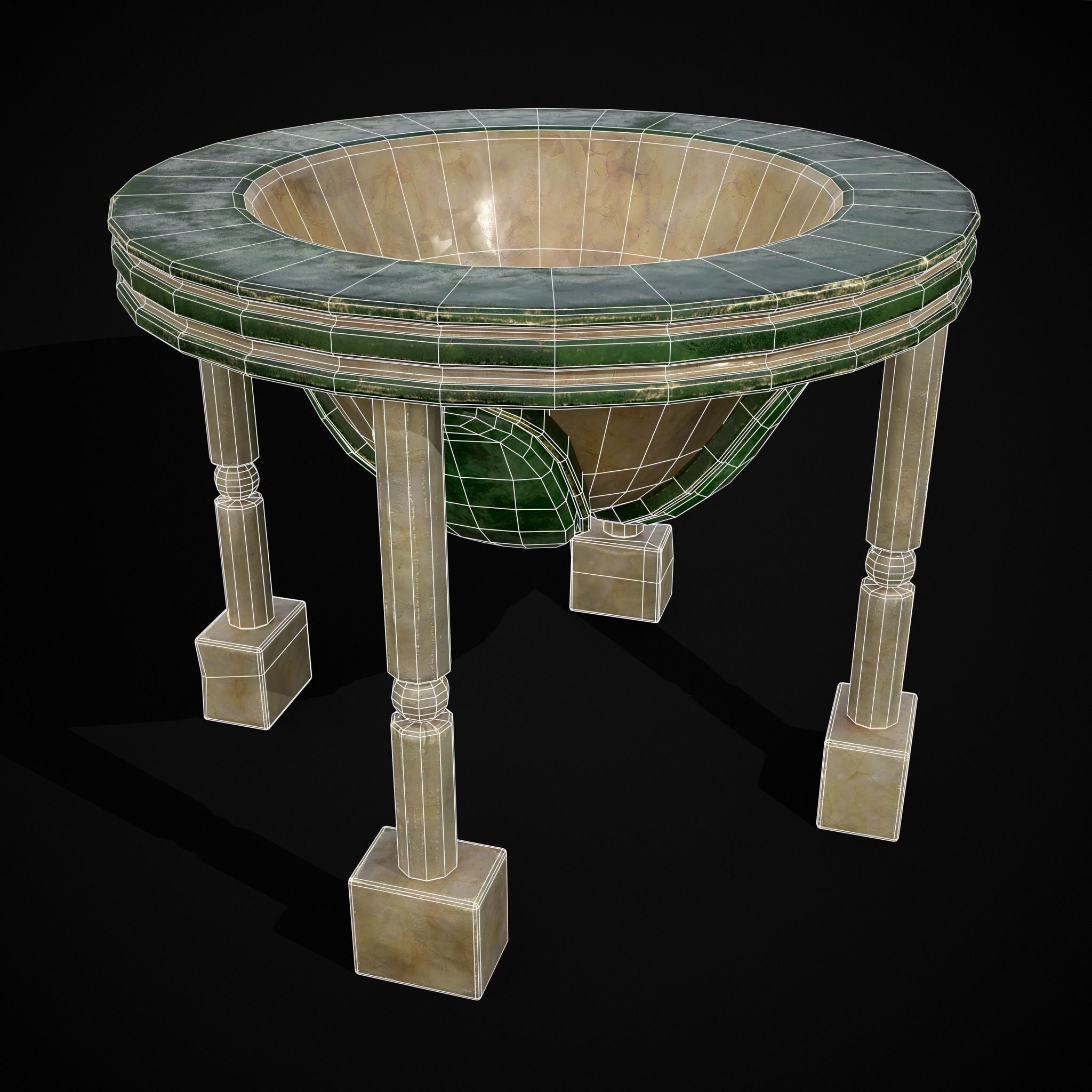 Marble Cauldron Low-poly 3D model_7