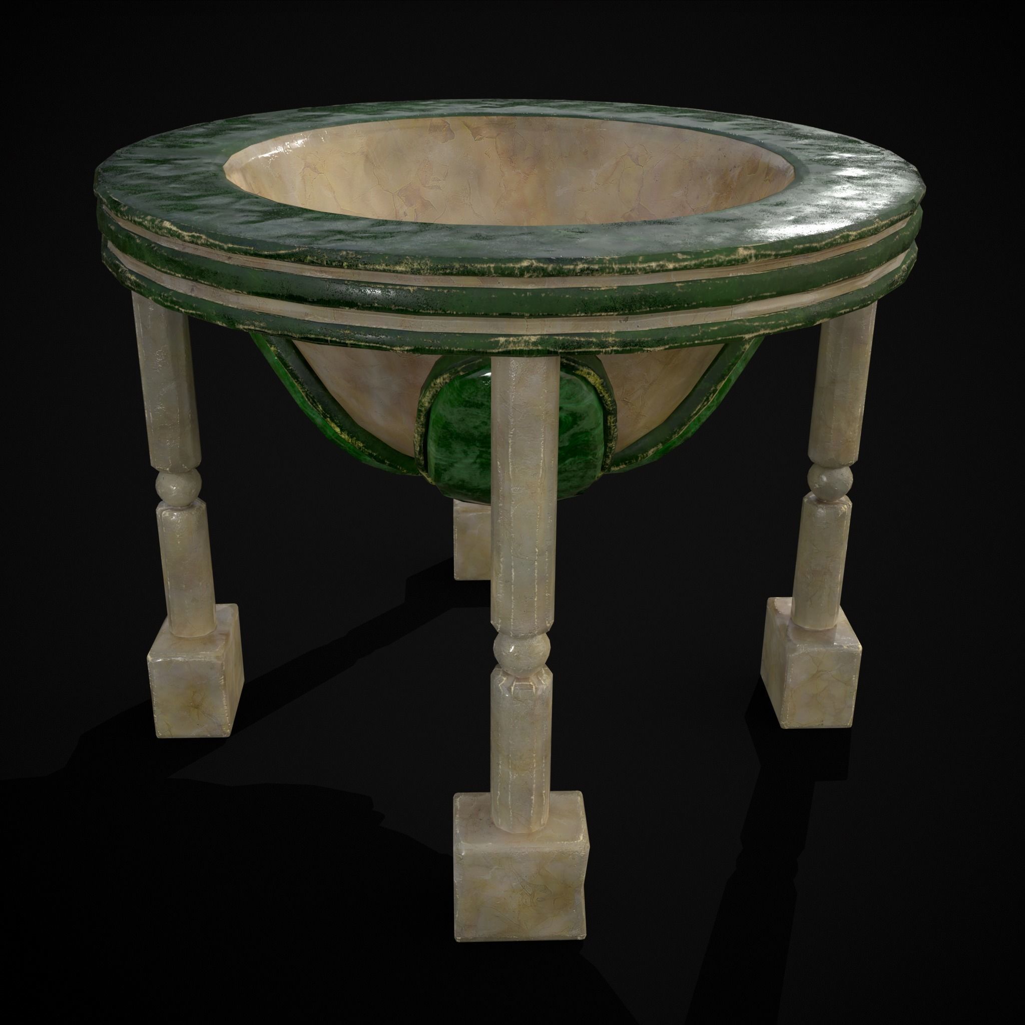 Marble Cauldron Low-poly 3D model_14