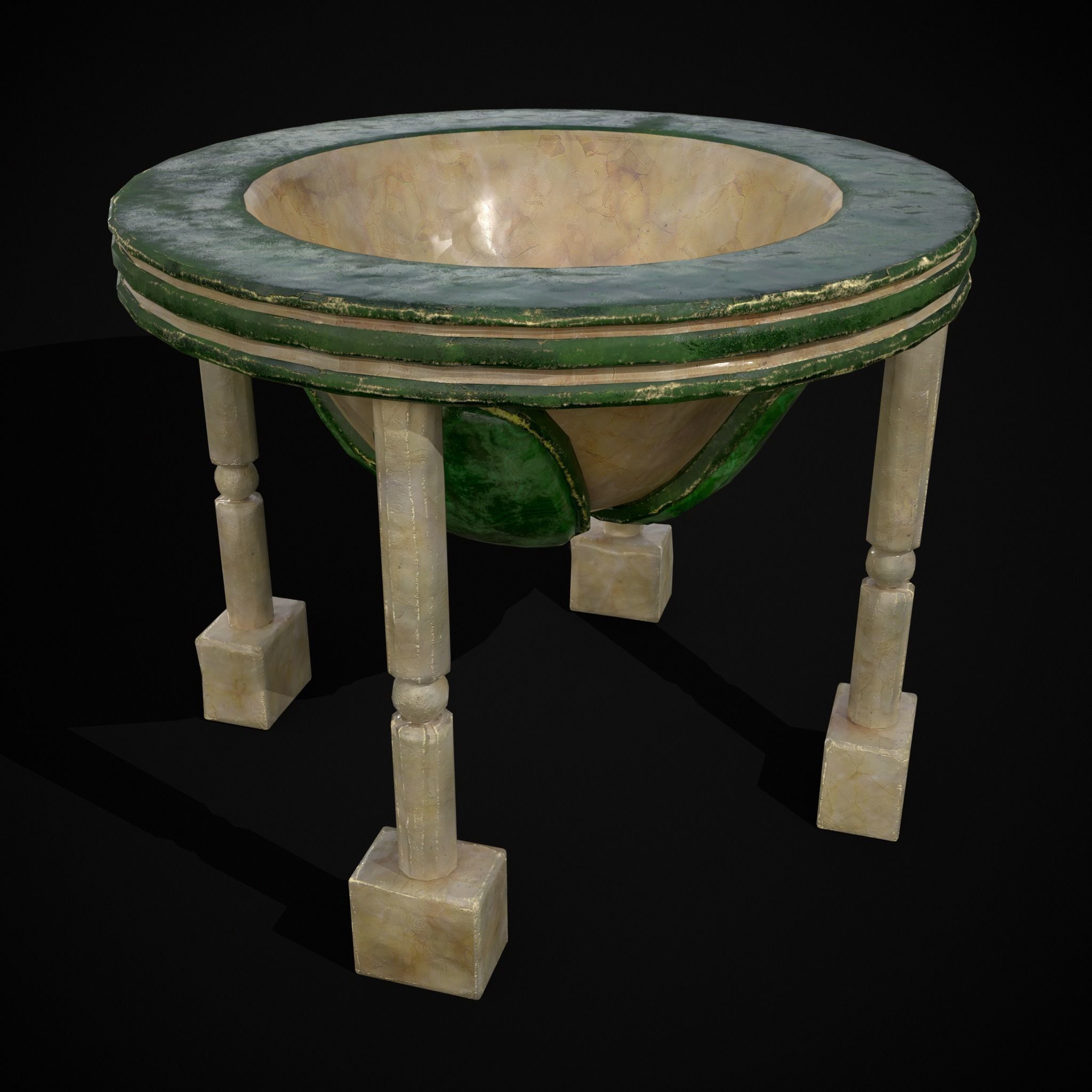 Marble Cauldron Low-poly 3D model_6