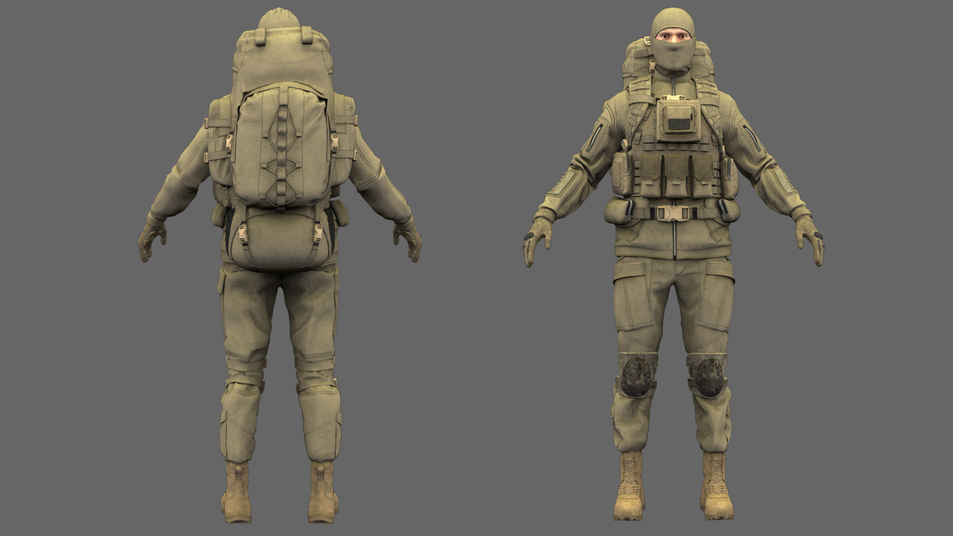 Military uniform and Equipment 3D model_1