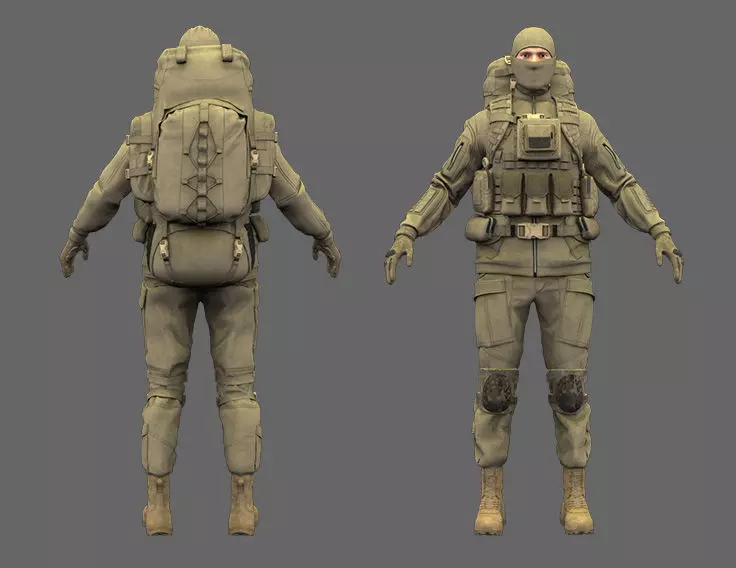 Military uniform and Equipment 3D model_0