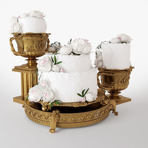 The Wedding cake with peonies 3D model 5