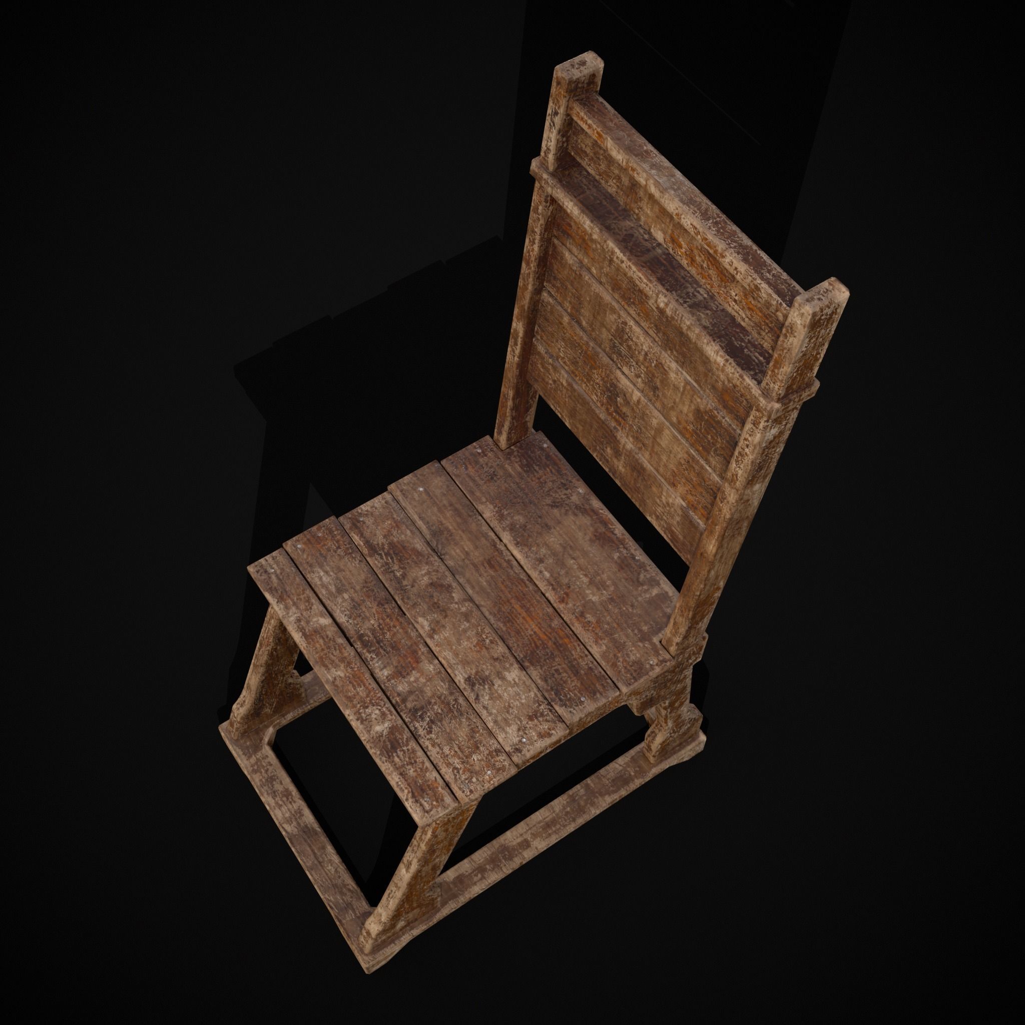 Sturdy Rustic Chair Low-poly 3D model_19