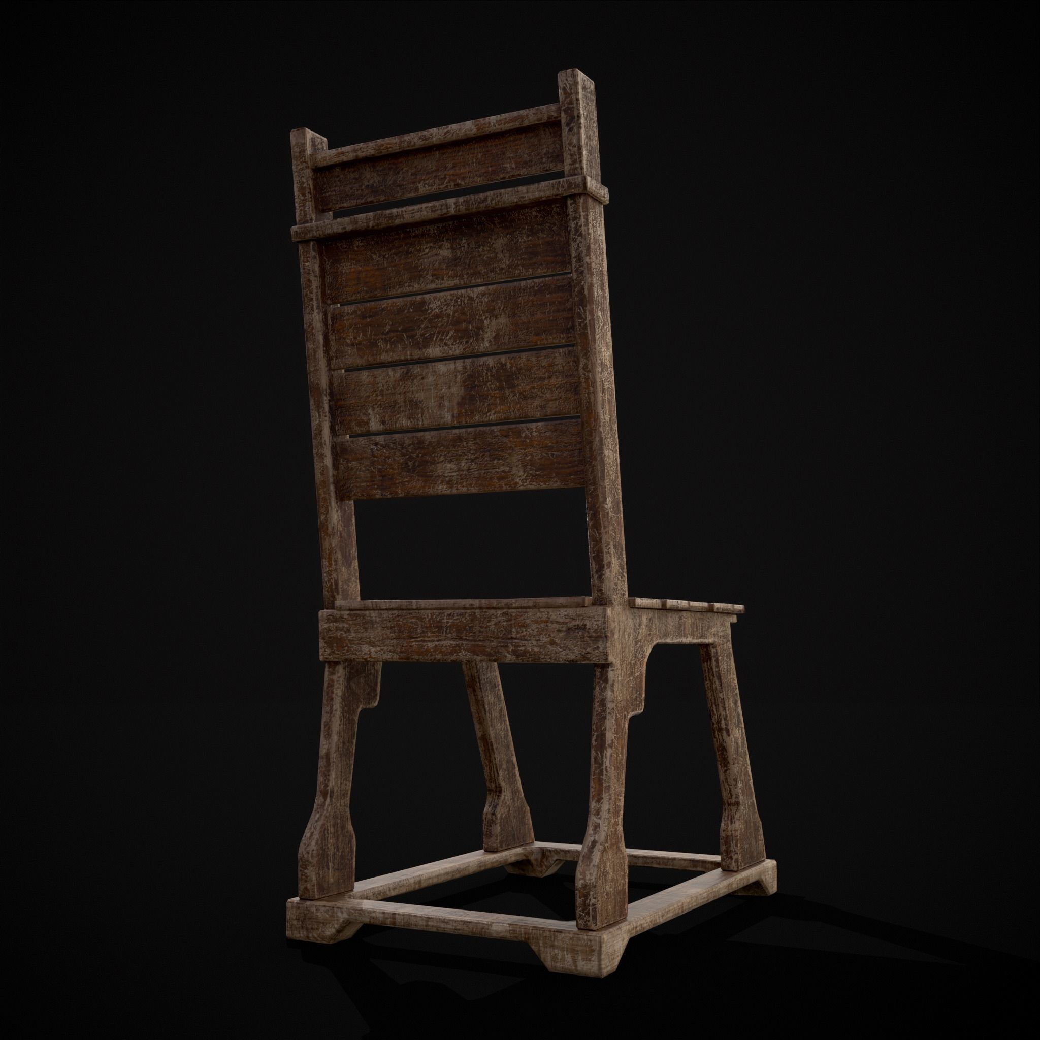 Sturdy Rustic Chair Low-poly 3D model_11