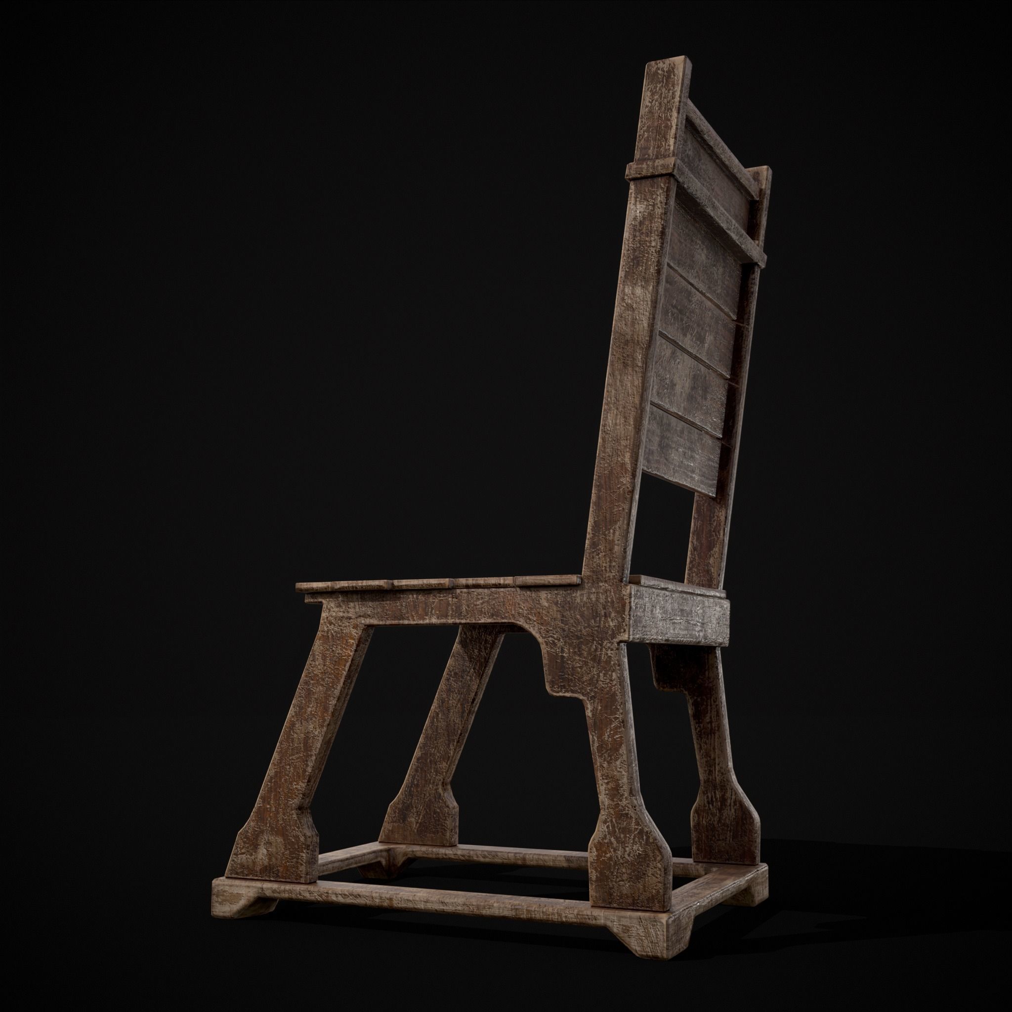 Sturdy Rustic Chair Low-poly 3D model_13