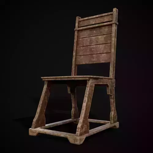 Sturdy Rustic Chair Low-poly 3D model