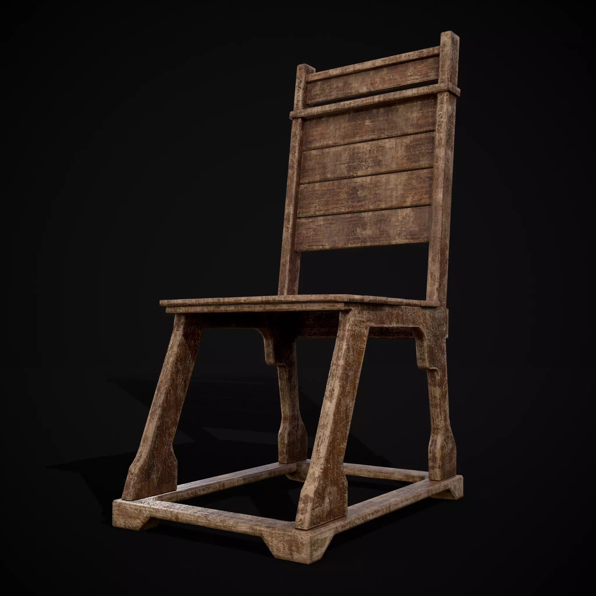 Sturdy Rustic Chair Low-poly 3D model_0