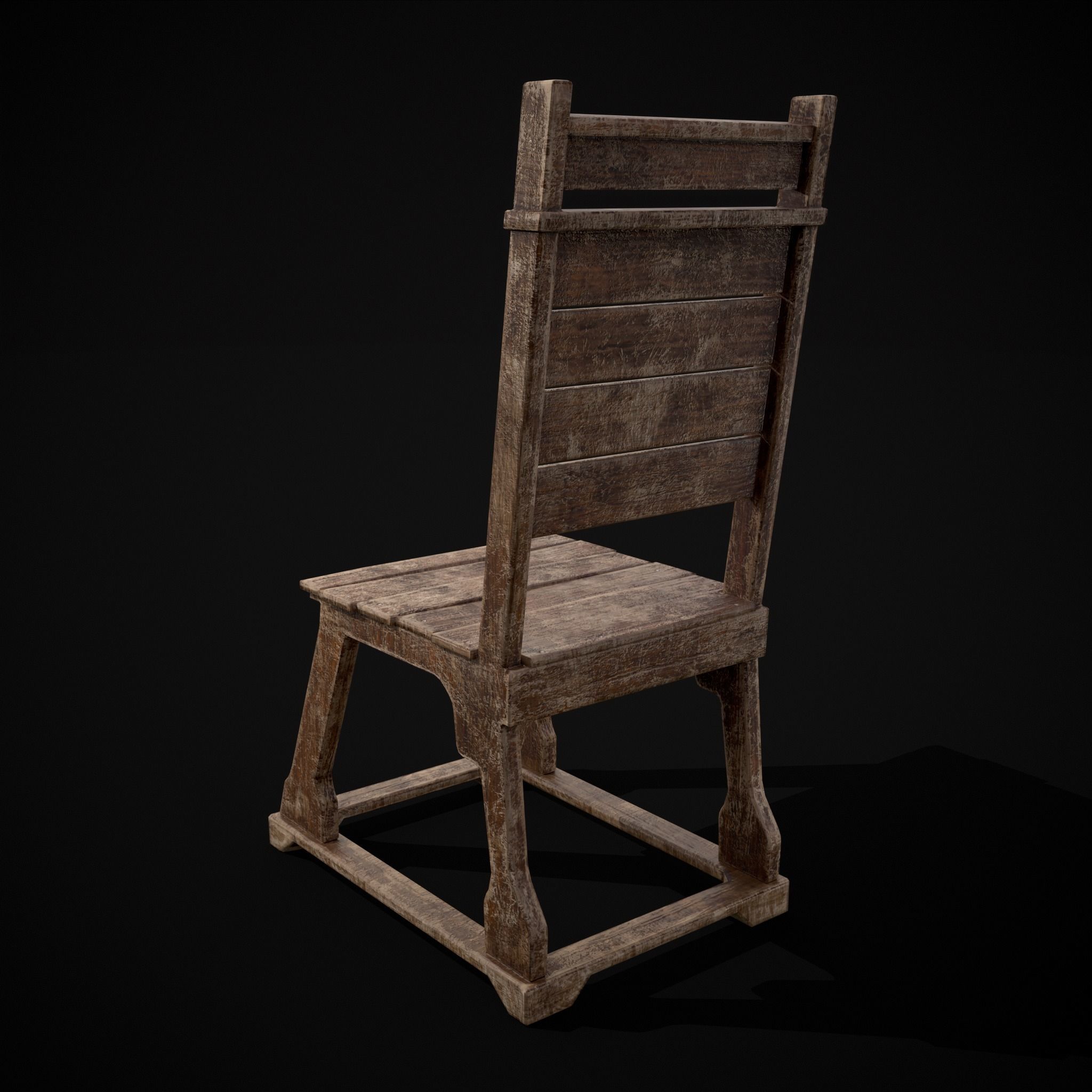 Sturdy Rustic Chair Low-poly 3D model_5