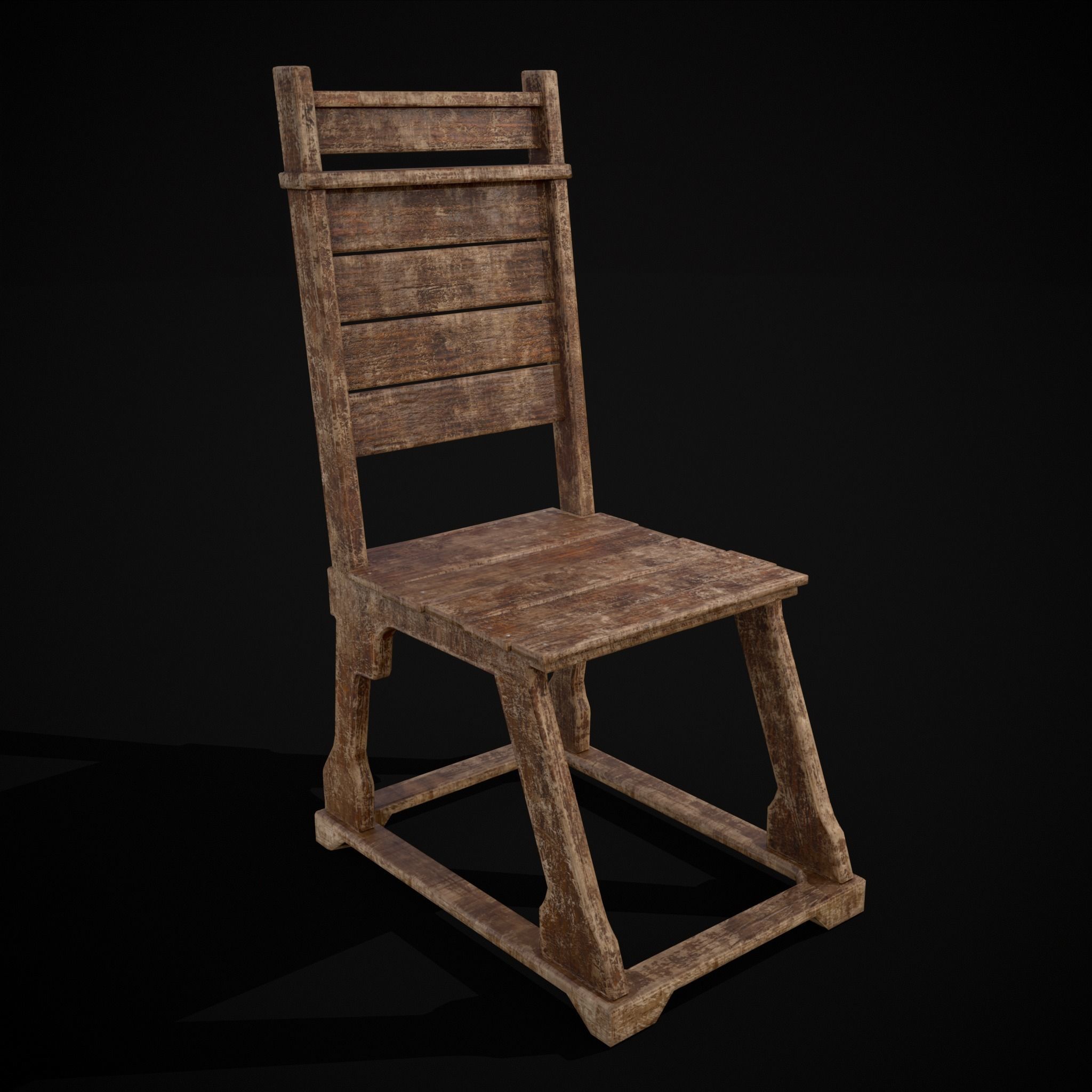 Sturdy Rustic Chair Low-poly 3D model_9