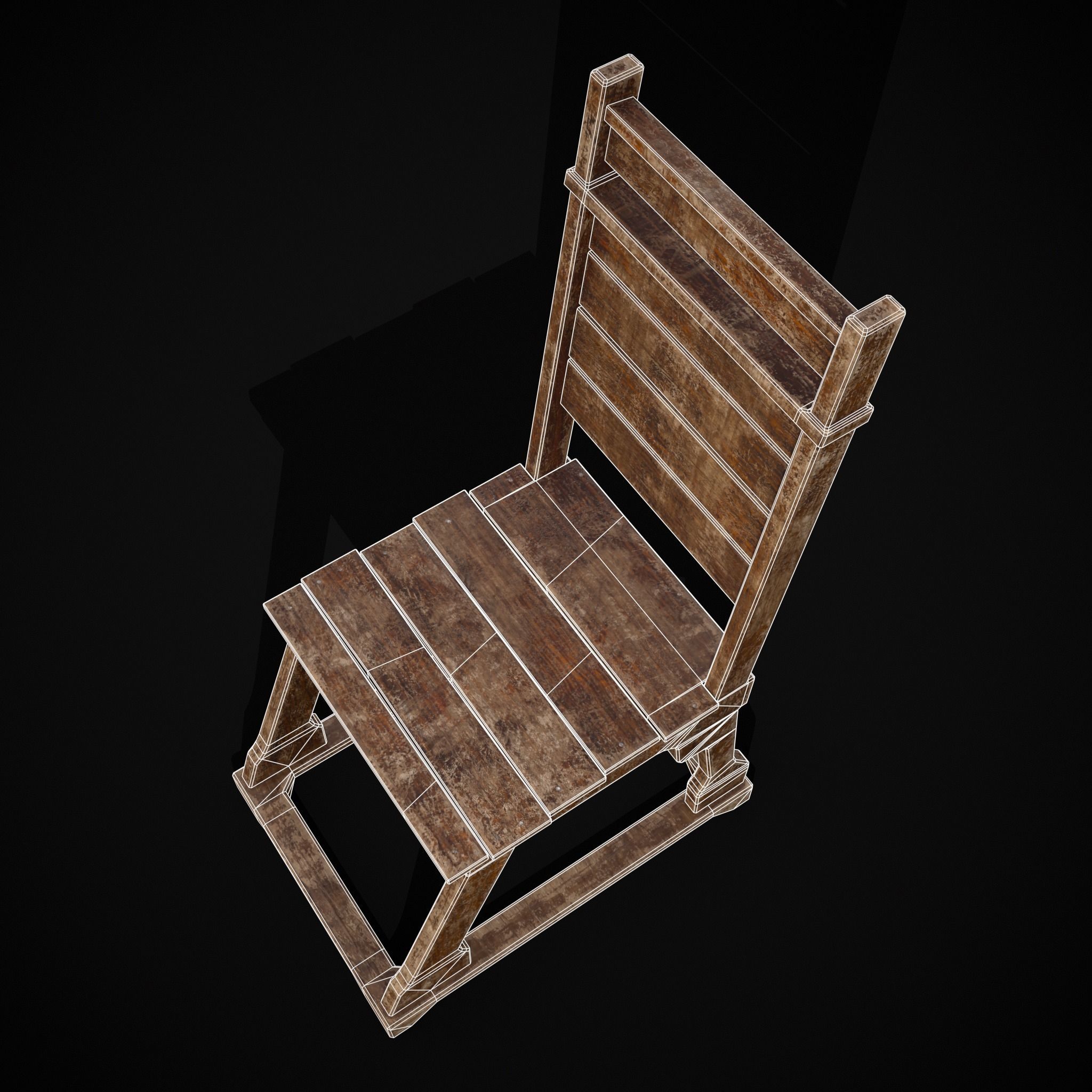 Sturdy Rustic Chair Low-poly 3D model_20