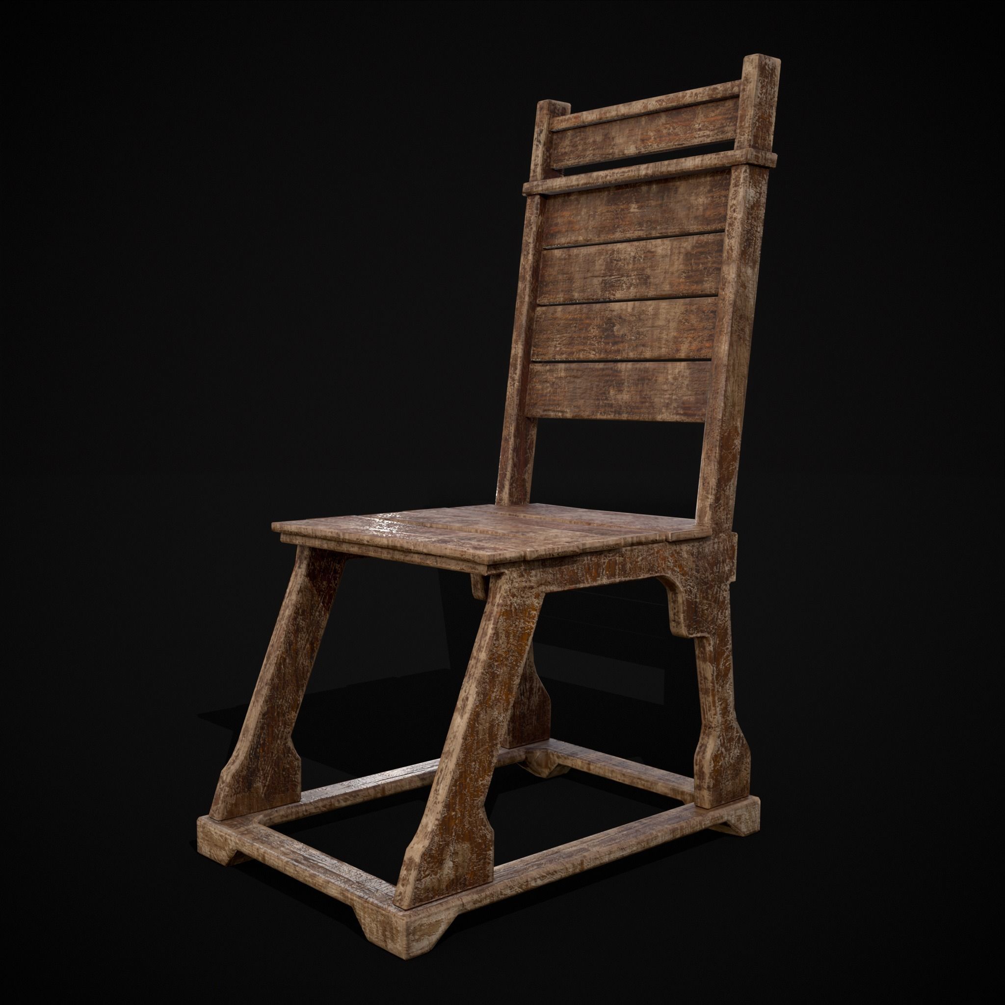 Sturdy Rustic Chair Low-poly 3D model_15