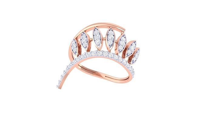Leaves on vines High Jewelry Diamond Cocktail Ring renders 3dm  3D print model