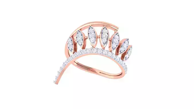 Leaves on vines High Jewelry Diamond Cocktail Ring renders 3dm 