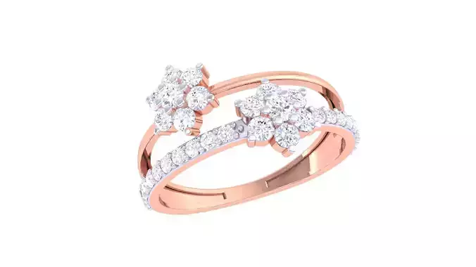 Flower on Vines High Jewelry Diamond Cocktail Ring renders 3dm 