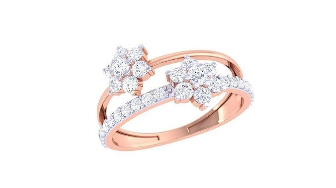 Flower on Vines High Jewelry Diamond Cocktail Ring renders 3dm  3D print model