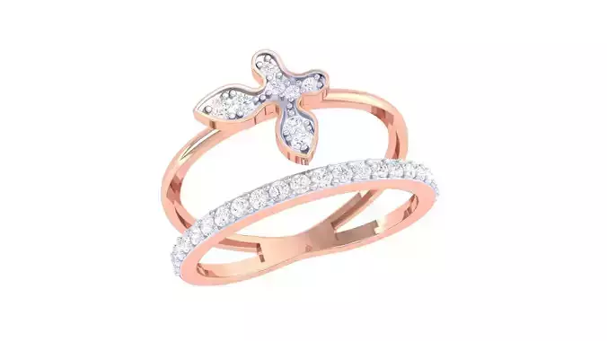 Butterfly Mesh Wire High Jewelry Diamond Cocktail Ring renders 3D print model