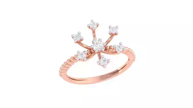 Blooming Flower High Jewelry Diamond Cocktail Ring renders 3dm  3D print model