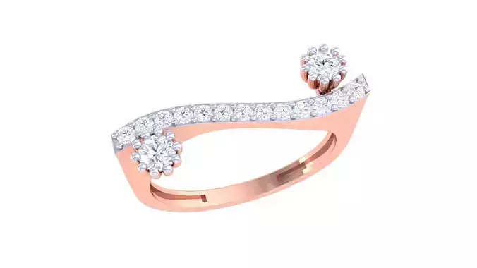 Twin Flowers High Jewelry Diamond Cocktail Ring renders 3dm stl