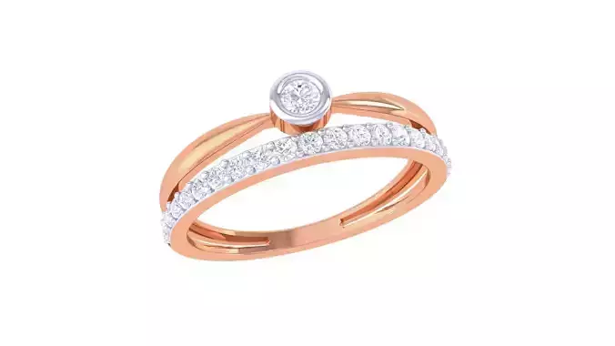 Solitaire ring with band Ring renders 3dm stl details