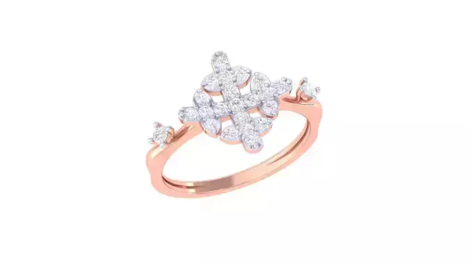 Blooming Flowers High Jewelry Diamond Cocktail Ring renders 3dm 3D print model